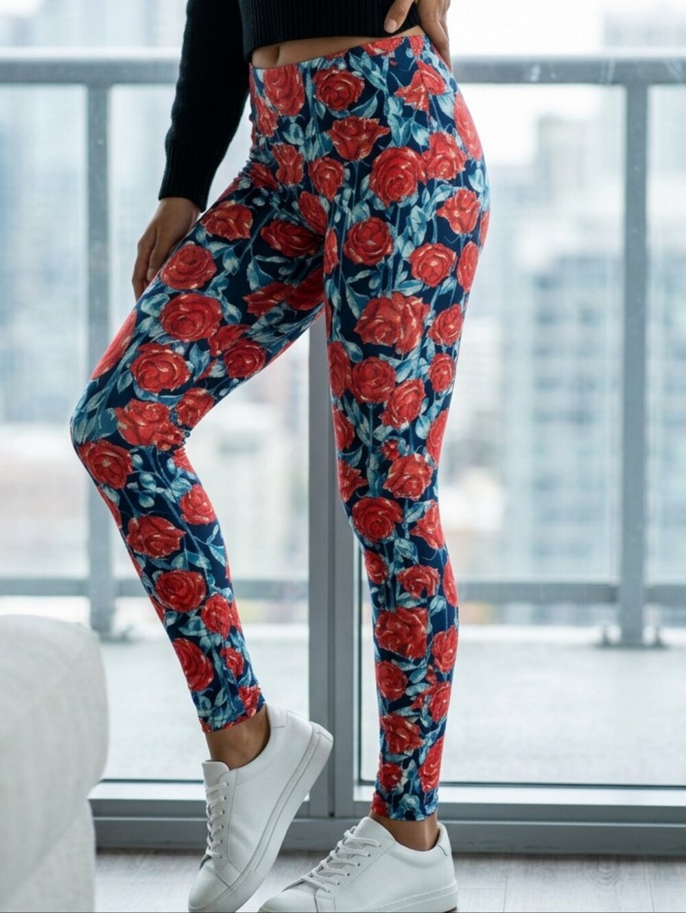 Rose Floral Buttery Soft Leggings Botanical Garden Print One Size 2-10 LuLaRoe